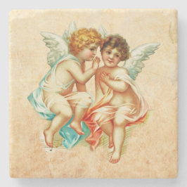 Posavasos De Piedra Ilustracion Vintage Ephemera Angel Cherubs