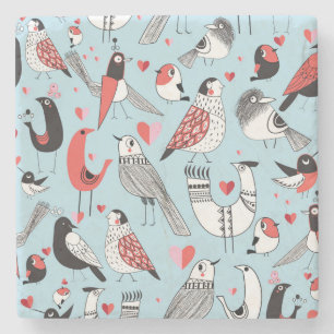 Posavasos De Piedra Ilustraciones de pájaros divertidos, gráficos sin