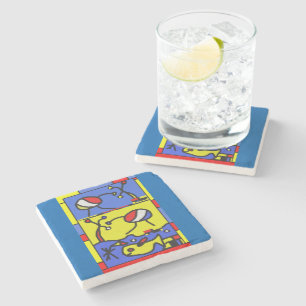 Posavasos De Piedra Imagen con arte moderno de pescado