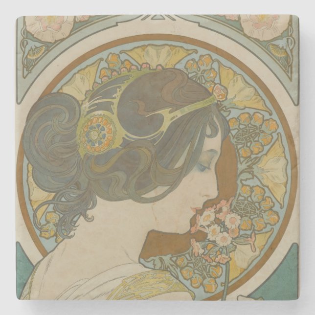Posavasos De Piedra Imagen de Alphonse Mucha (Anverso)