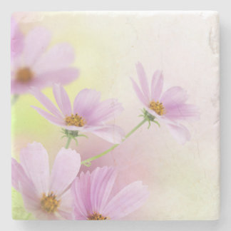 Posavasos De Piedra Imagen personalizada y acuarela de flor rosa