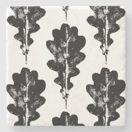 Posavasos De Piedra Impresión de hojas de roble negro y blanco