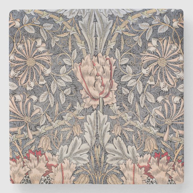 Posavasos De Piedra Impresión de honeysuckle (por William Morris) (Anverso)