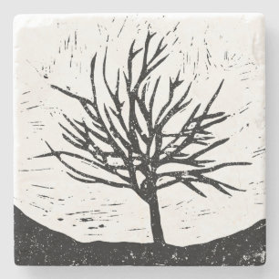Posavasos De Piedra Impresión de león de árbol otoñal