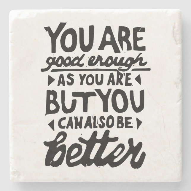 Posavasos De Piedra Impresión de línea de cotización motivadora (Anverso)