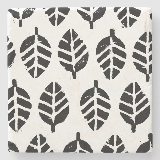 Posavasos De Piedra Impresión de papa de patrón de hojas (Anverso)