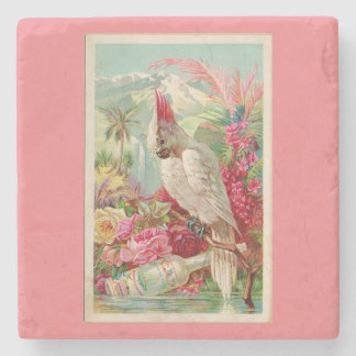 Posavasos De Piedra Impresión de paraíso tropical de Cockatoo Cocktail