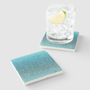 Posavasos De Piedra Impresión de zebra Aqua Ombre