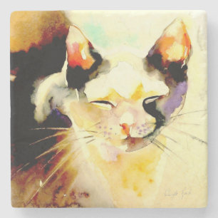 Posavasos De Piedra "Impresión del gato del punto de Sun"