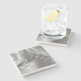 Posavasos De Piedra Impresión Digital Plata Líquida
