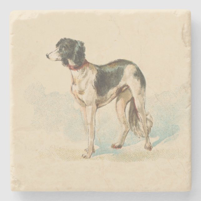Posavasos De Piedra Impresión retro saluki (Anverso)