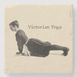 Posavasos De Piedra Impresión vintage victoriana de yoga mujer en post