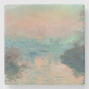 Posavasos De Piedra Impresionismo de Monet Sunset Seine Bella Artes
