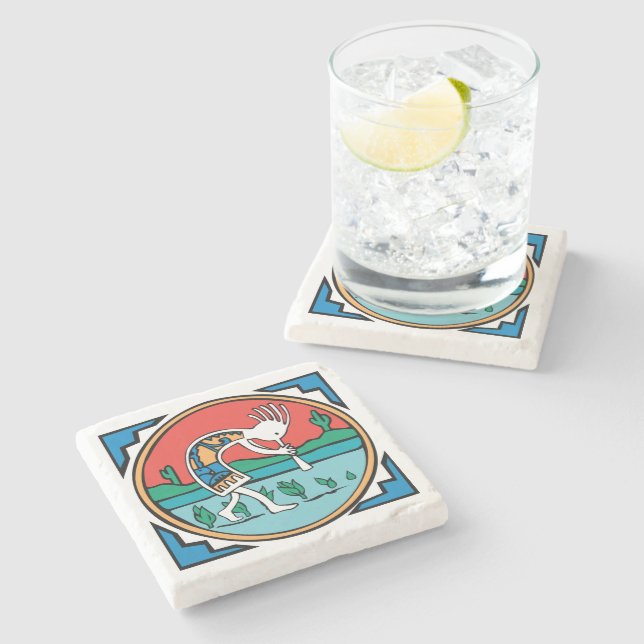 Posavasos De Piedra Indio Kokopelli del nativo americano (Lateral)