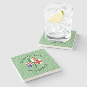 Posavasos De Piedra Inglaterra Irlanda EE. UU. Trébol Bandera Personal