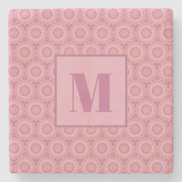 Posavasos de Piedra Inicial Rosa y Malva