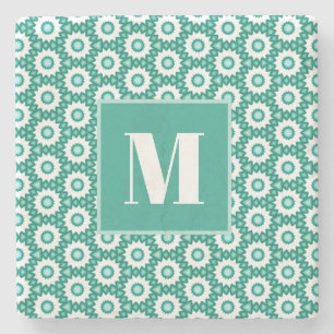 Posavasos de Piedra Inicial Turquesa y Verde Teal