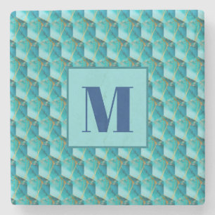 Posavasos de Piedra Inicial Verde Azul y Azul