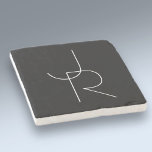 Posavasos De Piedra Iniciales de superposición de 2 modernas | Blanco<br><div class="desc">Iniciales solapadas modernas.</div>