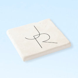 Posavasos De Piedra Iniciales de superposición de 2 modernas | Negro s