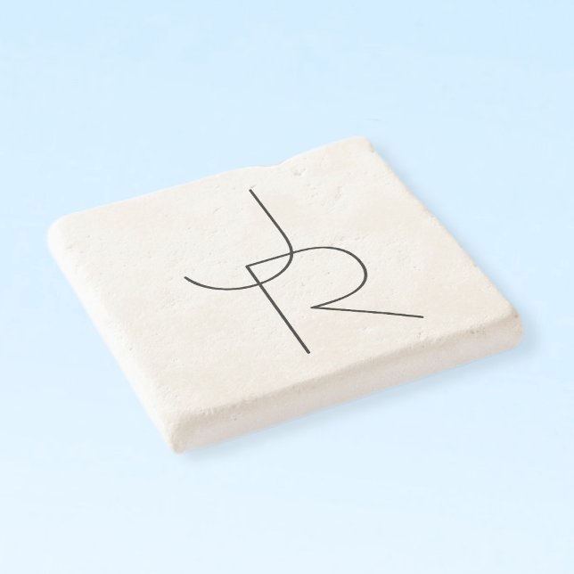 Posavasos De Piedra Iniciales de superposición de 2 modernas | Negro s (Subido por el creador)