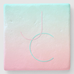 Posavasos De Piedra Iniciales de superposición de 2 modernas Rosa tu