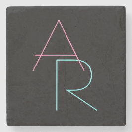 Posavasos De Piedra Iniciales de superposición moderna | Negro turques