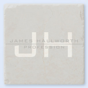 Posavasos De Piedra Iniciales Modernas Monogramadas (u otro texto) Gri