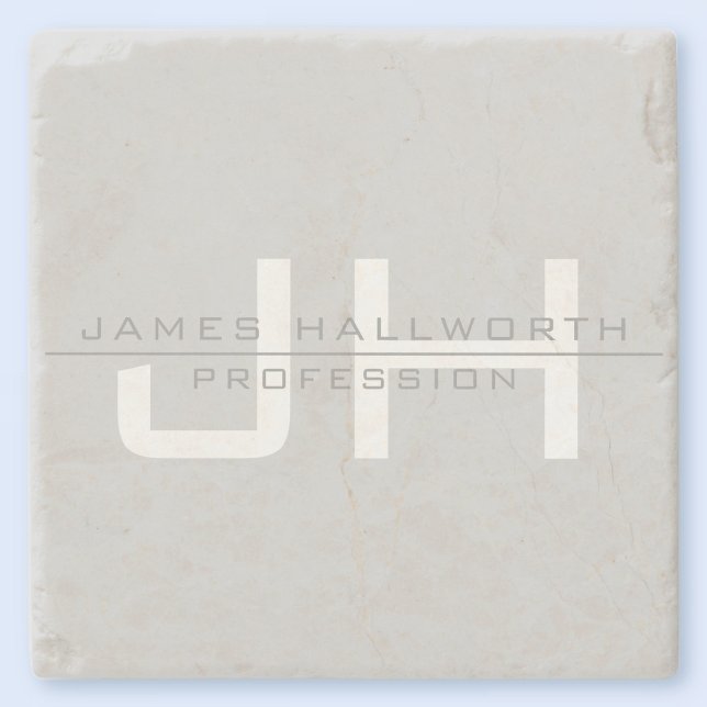 Posavasos De Piedra Iniciales Modernas Monogramadas (u otro texto) Gri (Subido por el creador)