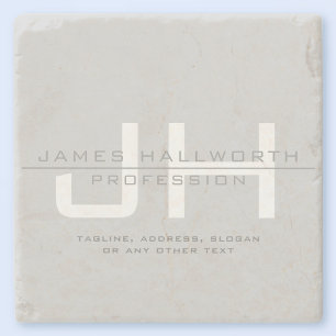 Posavasos De Piedra Iniciales monogramadas modernas (u otro texto) gri