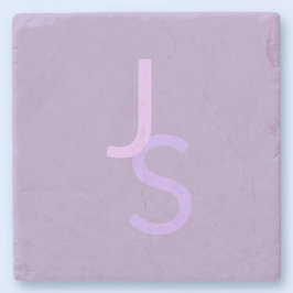Posavasos De Piedra Iniciales superpuestas monogramadas modernas | Púr