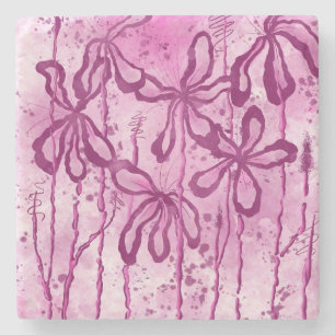 Posavasos De Piedra Inked Lilies Rosey Sky