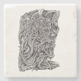 Posavasos De Piedra Innerbeastman, dibujo a tinta