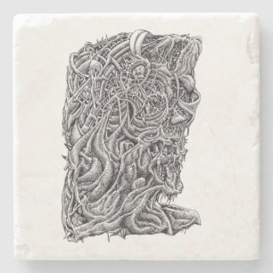 Posavasos De Piedra Innerbeastman, dibujo a tinta