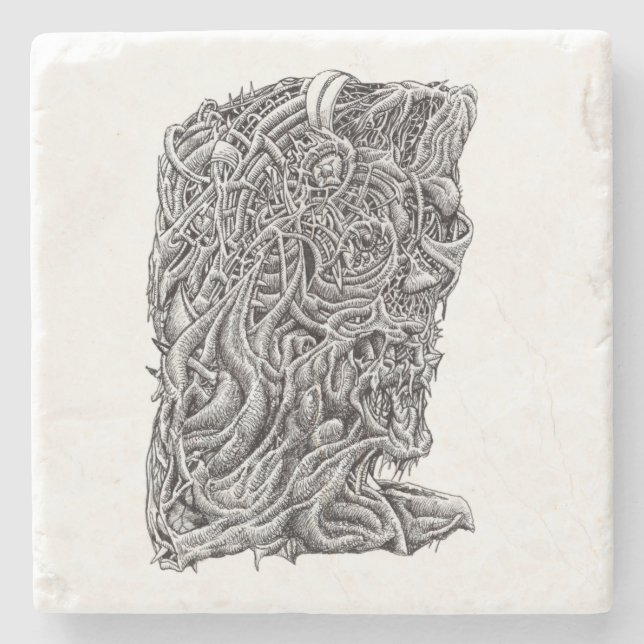 Posavasos De Piedra Innerbeastman, dibujo de tinta (Anverso)