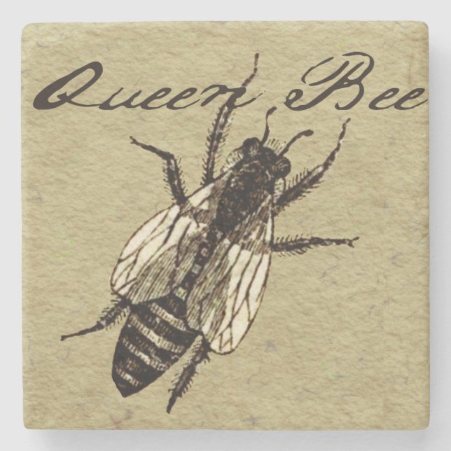 Posavasos De Piedra Inscripción de Bug de Vida Silvestre Queen Bee (Anverso)