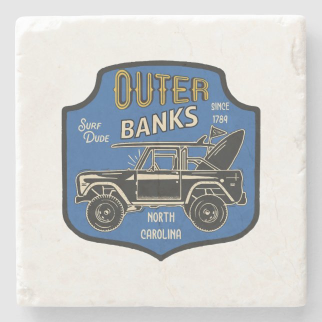 Posavasos De Piedra Insignia de Outer Banks NC (Anverso)