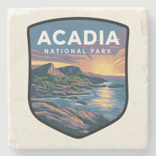 Posavasos De Piedra Insignia Sunset del Parque Nacional de Acadia