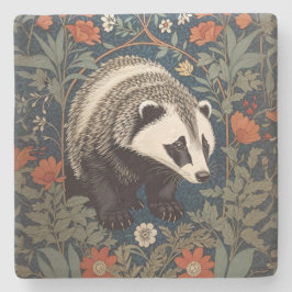 Posavasos De Piedra Inspiración del Badger de Woodland William Morris