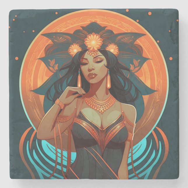 POSAVASOS DE PIEDRA INSPIRACIÓN NATIVA #2 (Anverso)