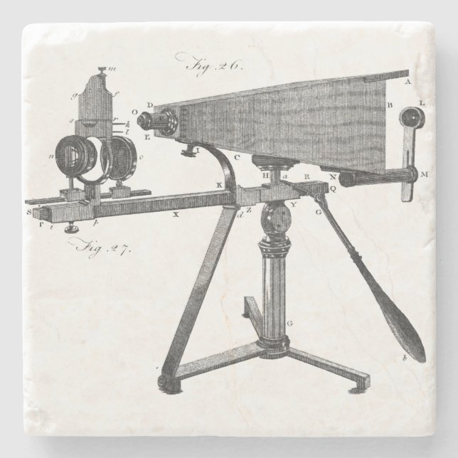 Posavasos De Piedra INSTRUMENTO Científico Antiguo Microscopio del Sig (Anverso)