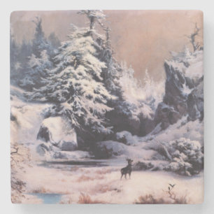 Posavasos De Piedra Invierno en las montañas rocosas (por Thomas Moran