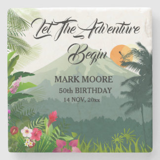 Posavasos De Piedra Invitación a los cumpleaños de Mountain & Forest S