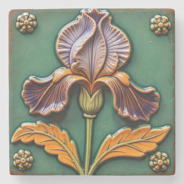 Posavasos De Piedra Iris morado y Naranja (Anverso)