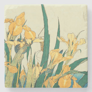 Posavasos De Piedra Iris Saltamontes de Hokusai: Impresión Vintage Jap