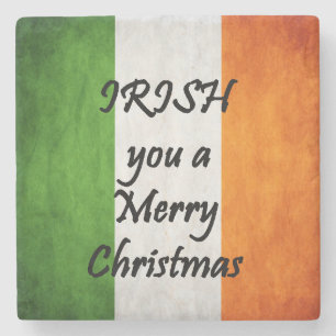 Posavasos De Piedra Irlandés usted Felices Navidad, práctico de costa