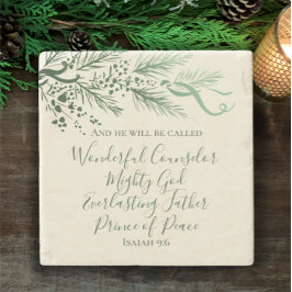 Posavasos De Piedra Isaiah 9:6 Regalo de Navidades modernos de pino di