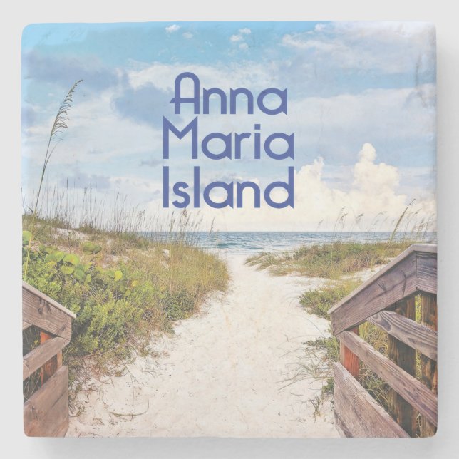 Posavasos De Piedra Isla Anna María Florida (Anverso)
