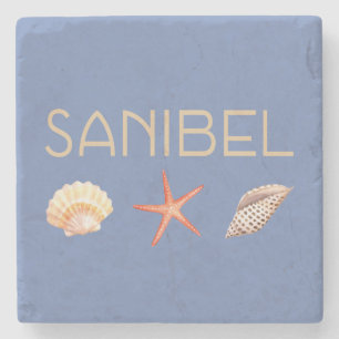 Posavasos De Piedra Isla la Florida de Sanibel con las cáscaras