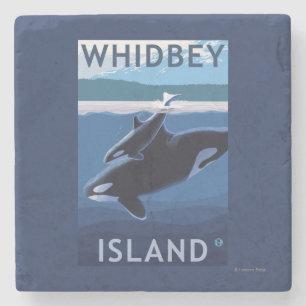 Posavasos De Piedra Isla, WashingtonOrca y becerro de Whidbey